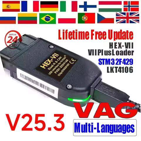 Newest VCDSCAN Auto Scan com Diagnostic Tools VAG Coding COM HEX Real V2 STM32F429 V25.3 For VW AUDI