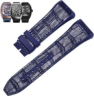 28mm nylon genuine leather silicone watch band black blue folding buckle watch strap for franck mull