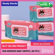 80PCS NON ALCOHOL BABY WIPES / BABY WET TISSUE ANTI BACTERIAL ALCOHOL WET TISSUE / TISU BASAH BAYI /