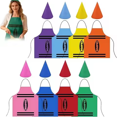 New Colorful Crayon Themed Gnome Set Funny Fancy Dress Crayon Apron Cleaning Art Craft Activity Cosp