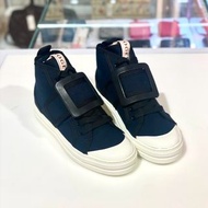 限時3.5折🔥全新ROGER VIVER Sneakers 36碼 深藍色色帆布黑扣中筒鞋 #RV #BRAND NEW #香榭站正品