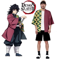 Japan Anime Demon Slayer: Kimetsu no Yaiba Tomioka Giyuu Cosplay Costume Loose Haori Coat