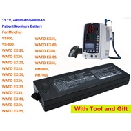 Cameron Sino 4400mAh/6400mAh Patient Monitor Battery for Mindray WATO EX50, EX-60, EX60, EX-65, EX65