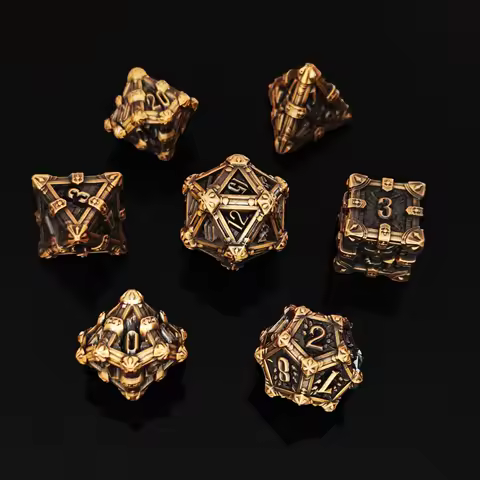 Mechanical Gear Metal Solid Dice 7-piece Set DND Dragon and Dungeon Polyhedral Sieve