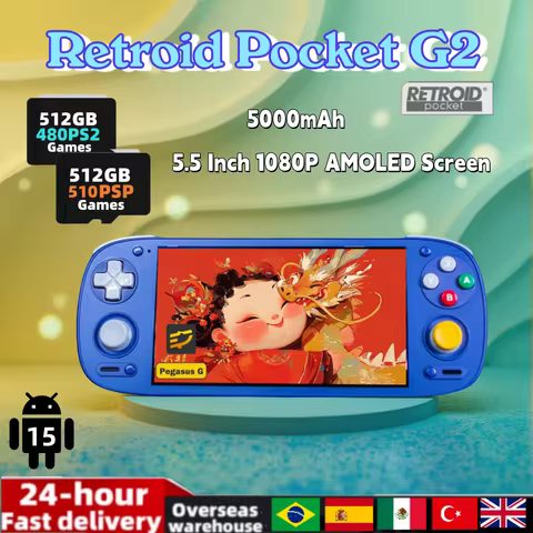 Retroid Pocket G2 Android Game Console 5.5Inch 1080P AMOLED Screen RP G2 Hall-Effect Joystick 5000mA