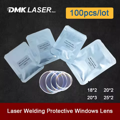 DMK 100PCS 18*2 20*2 20*3 25*2mm Fiber Laser Welding Protective Windows Optical Lens For SUP Relfar 
