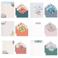 COLO Letter Paper Stationery Kit Flower Envelop Set Wide Ruled A5 Letter Papers for Home Party Invit