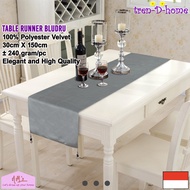 Tren-D-home Taplak beludru bludru meja makan ruang tamu table runner 30 cm x 150 cm  - NMs