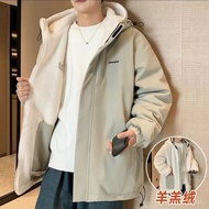 Hot Fleece Lining Thickened Men's Jacket Windproof Warm Double-Sided Lamb Cotton-Padded Season Stree