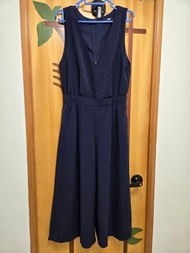 UNIQLO 深藍色鬆緊腰連身褲 M碼