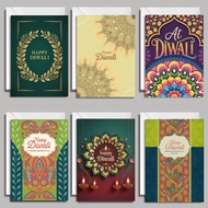 6pcs Happy Diwali Greeting Cards – Festival of Lights Cards & Envelopes – Hindu Holiday Notecards Ha