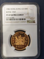 🇬🇧🇭🇰香港1986女王訪港紀念金幣 精鑄 PF69評級🇭🇰🇬🇧 Hong Kong 1986 Royal Visit Proof Gold Coin PF69