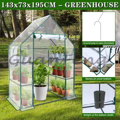 3-Tier Walk-in Greenhouse with Stand, Indoor Outdoor Flower Plant Garden Greenhouse Gardening Plants