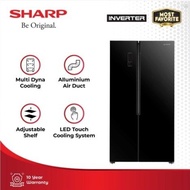 KULKAS SHARP SIDE BY SIDE GLOSSY SERIES , INVERTER