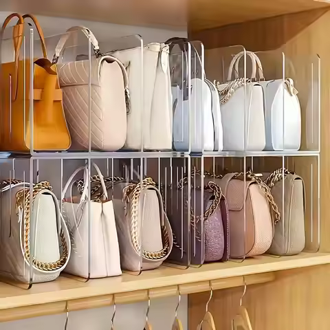 4Grids Handbag Storage Shelf Closet Divider Shelf Women Luxury Acrylic Bag Cabinet Purse Storage Rac