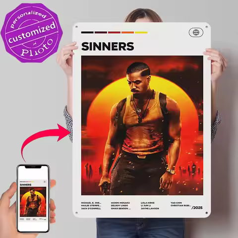 Michael B. Jordan in Sinners Movie 3D Printed Texture Poster Personalized Wall Art Retro Metal Tin S