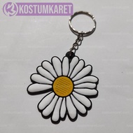 Gantungan Kunci Karet Motif Bunga Daisy / Minusone - Putih