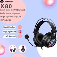 ONIKUMA X80 Headset for Gaming ระบบ Visual 7.1 Chroma RGB หูฟังเกมมิ่ง หูฟัง gaming มีไมโครโฟน ไฟ RG