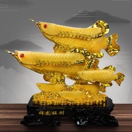 2026 New Style Qunlong Prosperity Golden Arowana Ornaments Resin Crafts Shop Company Opening Gifts H