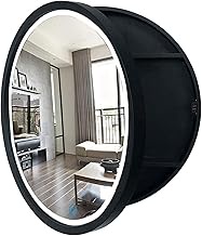 Bathroom Mirror Cabinet with LED Lights,Bathroom Wall Cabinet, Round Mirror Cabinet Bathroom Wood,Wall-Mounted Round Vanity Mirror, Smart Switch (Black 60cm)