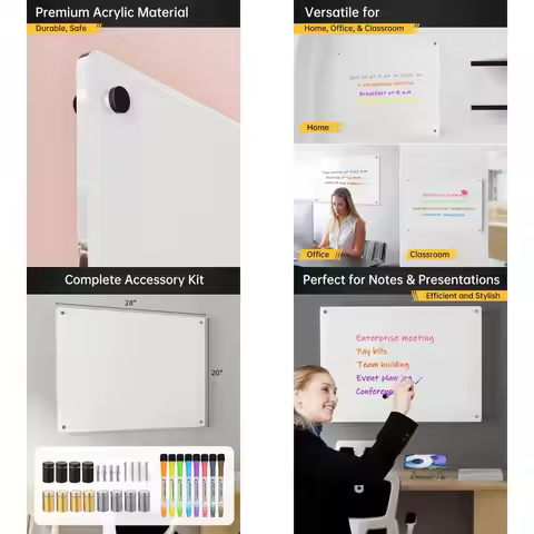 28x20 Acrylic Dry Erase Board with 8 Markers and Colored Screws - High Contrast, Shatterproof for Ho