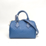LOUIS VUITTON Speedy20可拆卸肩帶藍色牛皮晶片肩背包