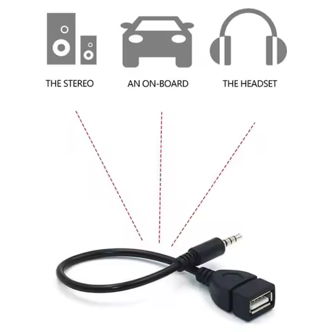 1/2/4/6/8/10Pcs 3.5 Mm Male AUX Audio Jack Plug To USB 2.0 Female Converter Cable Cord Adapte For Ca