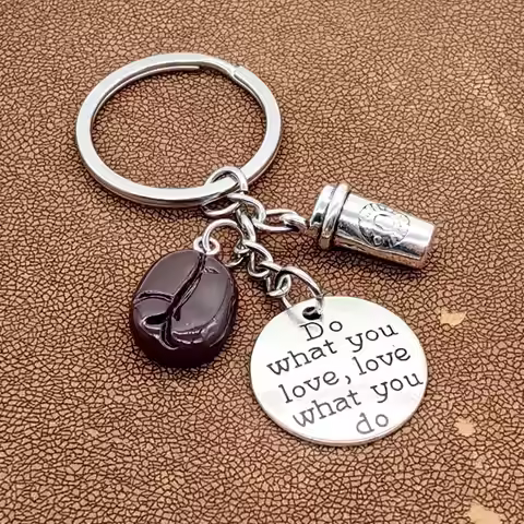 1 Pc Coffee Beans Cups Barista Keychains Believe Do What You Love Keychain Love Accessories Encourag