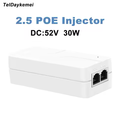 10/100/1000/2500Mbps POE Injector 2.5G 52V 30W Gigabit Ethernet PoE Adapter For IP Phone / Camera Po