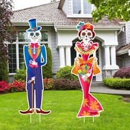 Namalu 2 Pack Day of The Dead Yard Signs Dia De Los Muertos Outdoor Lawn Decorations Sugar Skull Yar