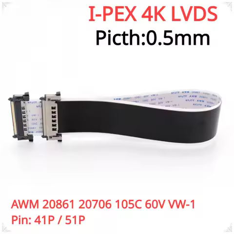 41 Pin 51Pin I-PEX 4K LVDS Ultra HD LCD Strip Cable 0.5mm pitch AWM 20861 20706 105C 60V VW-1 V-by O