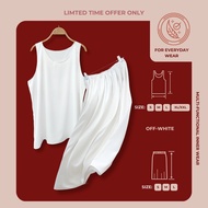 [SKIRT SET DEALS] OFF-WHITE Satin Silk Inner | Ultra-Light | Loose Camisole | Shirt | Kain Inner | U