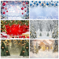 Winter Forest Shiny Light Bokeh Snow Scene Snowflake Party Child Christmas Tree Photography Backdrop