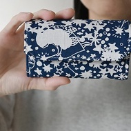 星空天使/京都棉麻布+紙 零錢包卡片夾 /藍 日本聯名設計