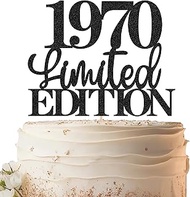 EONNCNT Limited EDITION 1970 Cake Topper - Black Glitter Happy 55th Birthday Party Cake Decoration S
