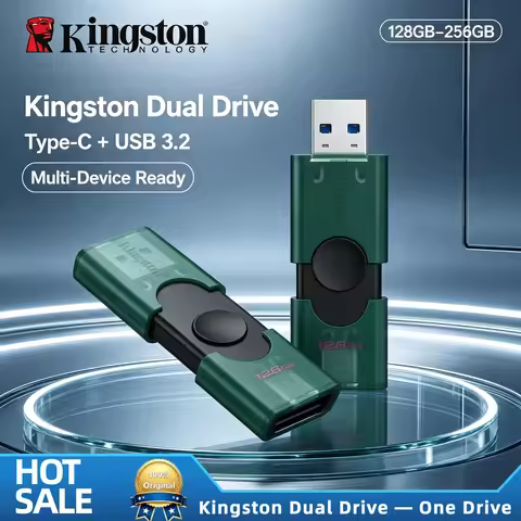 Kingston Dual OTG DTDEG2 USB 3.2 Flash Drive 128GB 256GB Type C A Memory Stick for iPhone 15 16 Orig