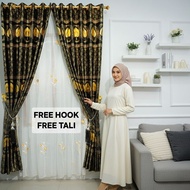MERAH HIJAU Minimalist Fiver Door and Window Curtains, Thick Material, 12 Curtains 6 Waves, Patterne