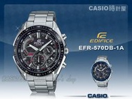 CASIO 時計屋 專賣店 CASIO EDIFICE EFR-570DB-1A 帥氣俐落三眼男錶 不鏽鋼錶帶 黑X紅