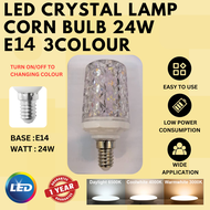 24W LED Clear Crystal Corn Bulb E27 E14 3 COLOUR Daylight Warmwhite Coolwhite Decorative Crystal Eff