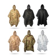 ชุดกันฝนมีฮู้ดระบายอากาศได้สำหรับกลางแจ้งชุดล่านกฝนแคมป์ปิ้งลายพรางทหาร