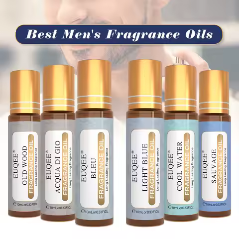 EUQEE 10ml Roller Men's Aroma Oils Long Lasting Fragrance Oil-Leather Dragons Blood Vanilla Musk Gre