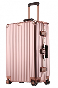 旅行之家 24吋堅固鋁框時尚ABS+PC行李箱 玫瑰金