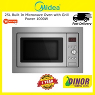 Midea Built In Microwave MBM1925B 1000W Oven with Grill Power MD-MBM-1925B 25L