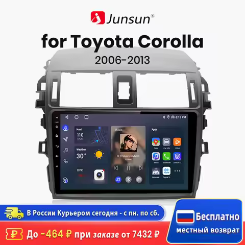 Junsun AI Wireless CarPlay Android Auto Car Radio For Toyota Corolla E140 E150 2006 2007-2013 4G GPS