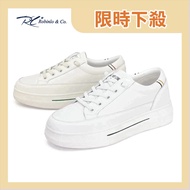 [Robinlo] Genuine Leather Inner Heightening Thick-Soled White Shoes Inner Heightening White Shoes Th