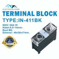 Terminal Block Din Rail IN-411BK 1P 60A BEST QUALITY.