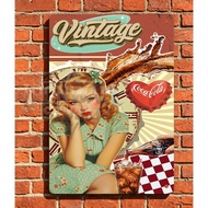 Vintage Coca-Cola Pin-Up Girl Metal Sign Retro Woman in Green Dress with Ice-Cold Soda Splash - Clas