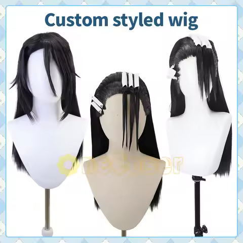 Byakuya Kuchiki Cosplay Wig Anime Bleach Black Long Straight Wig, Custom Shape Available Ready To We