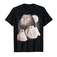 🎃เสื้อยูวีแฮลโลวีน🎃 Ghost Cat Meme Funny Halloween T-shirt For Men Women  T Shirts Short Sleeve Tops
