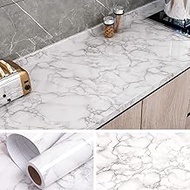 VEELIKE Marble Counter Top Covers Peel and Stick Wallpaper Self Adhesvie White Waterproof Removable Wall Paper Marble Contact Paper Decorative for Kitchen Cabinet Locker 40cmX3m